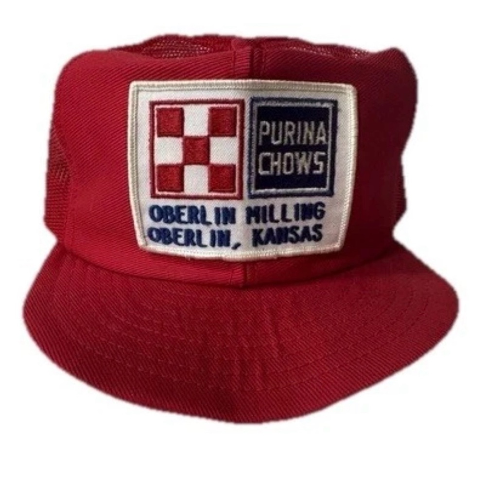 Purina Chows Red Mesh Snapback Hat Oberlin Milling Kansas Patch Hat